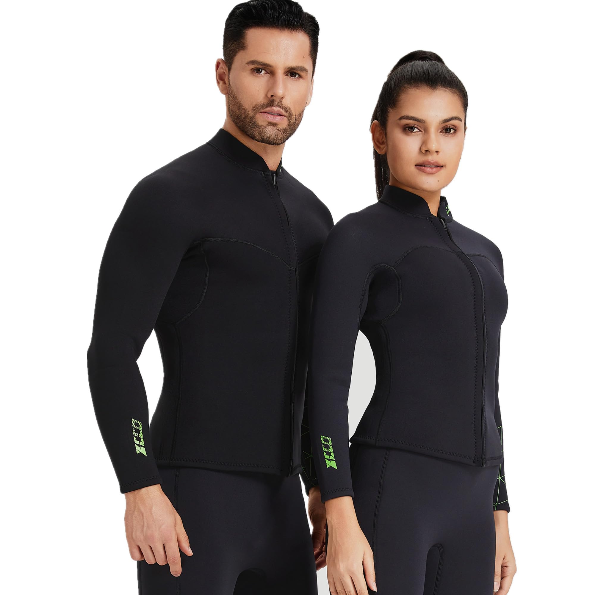 Traje de Neopreno 1.5mm/3mm Chaqueta con Cremallera - Chaqueta de Buceo de Manga Larga para Hombres y Mujeres para natación, Buceo con Tubo, Submarinismo y Surf
