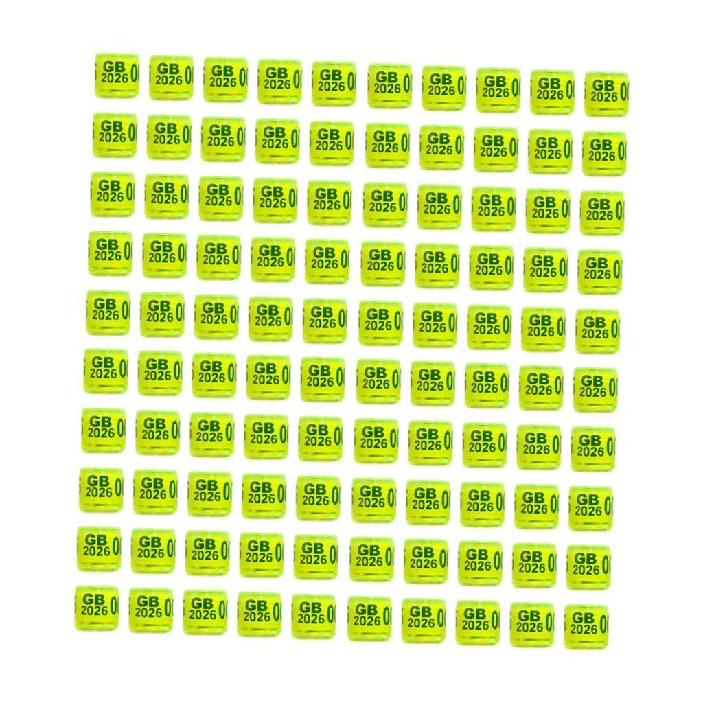 KESOTO 100 Pezzi Anelli per Zampe di 2026 Anelli identificativi per Zampe di Colomba per fringuelli Bantam e, Giallo Chiaro Regno Unito