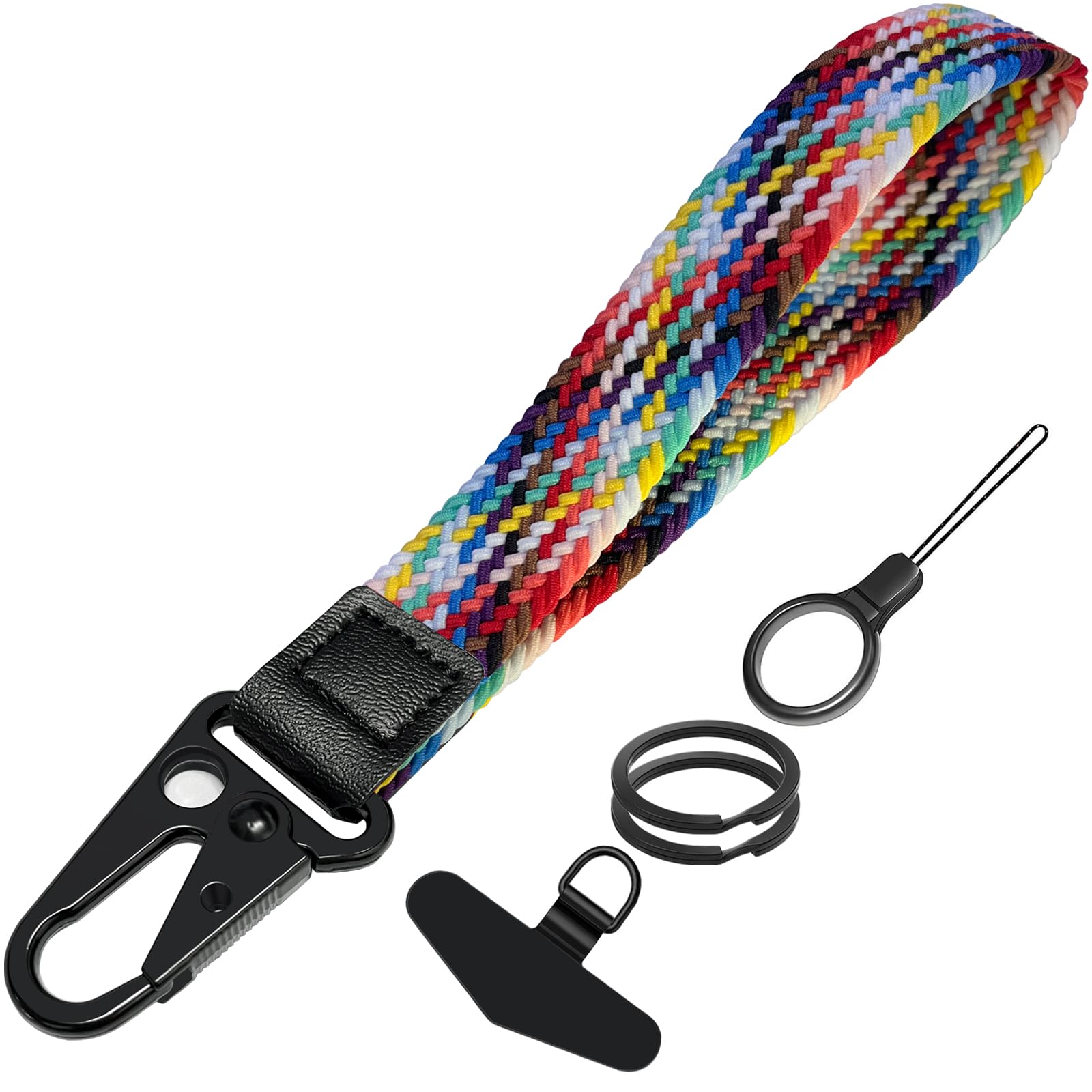 BuitBoll Stretchy Wristlet Keychain, Wrist Lanyard Strap Key Chain Holder to Hold Keys Wallet Phone ID Badge for Men Women, Colorful, S