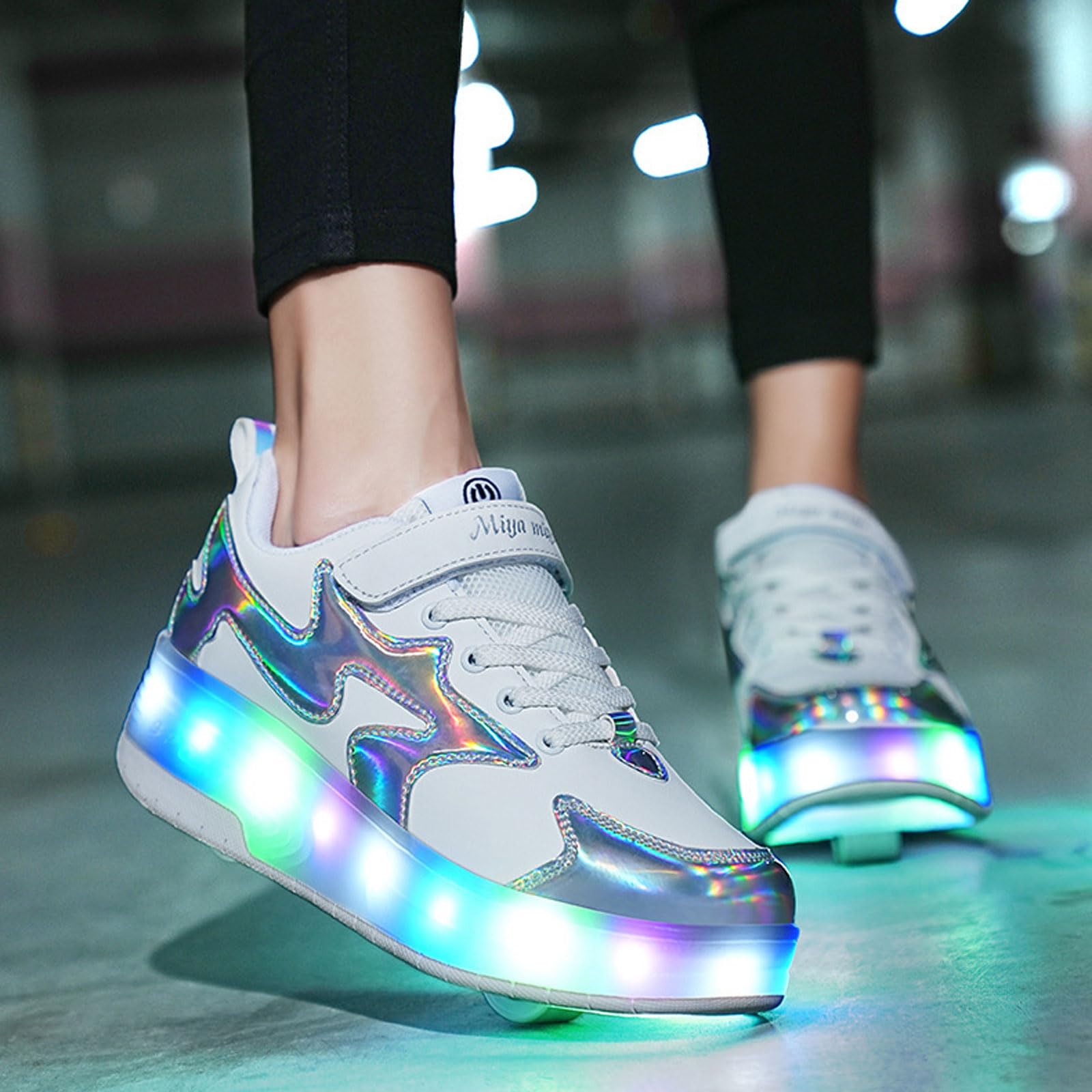 Chaussures à roulettes pour Filles garçons,Patins à roulettes pour Enfants Chaussures à Double Roues,Chaussure a Roulette Fill,Rechargeable,Respirant,pour Pâques,Anniversaire,Noël