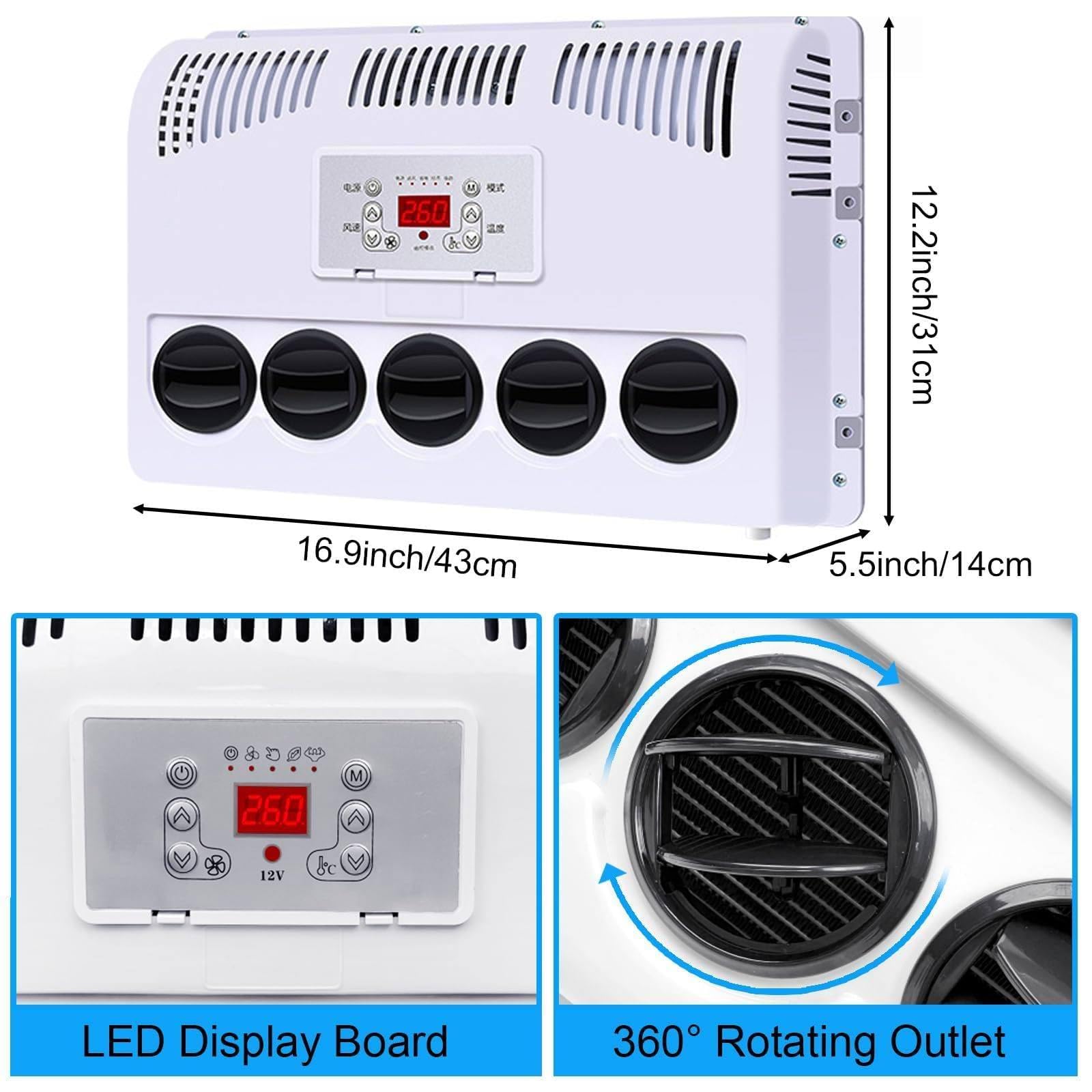12V/24V Aire Acondicionado Split Para Vehículos Recreativos - Enfriamiento Rápido Y Bajo Nivel De Ruido, Aire Acondicionado Eléctrico Split Para Cabina, Para Remolques,24V