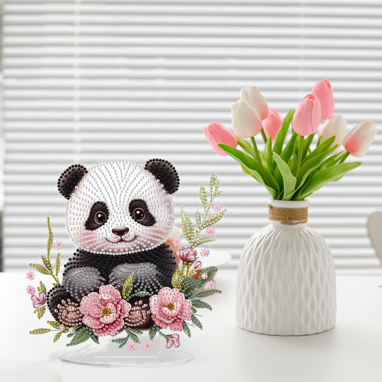 Kit De Peinture Diamant 5D En Forme De Panda Pour Adultes, Décoration De Table Double Face, Peinture Diamant Debout Pour Décoration D'intérieur, Emballage Boîte