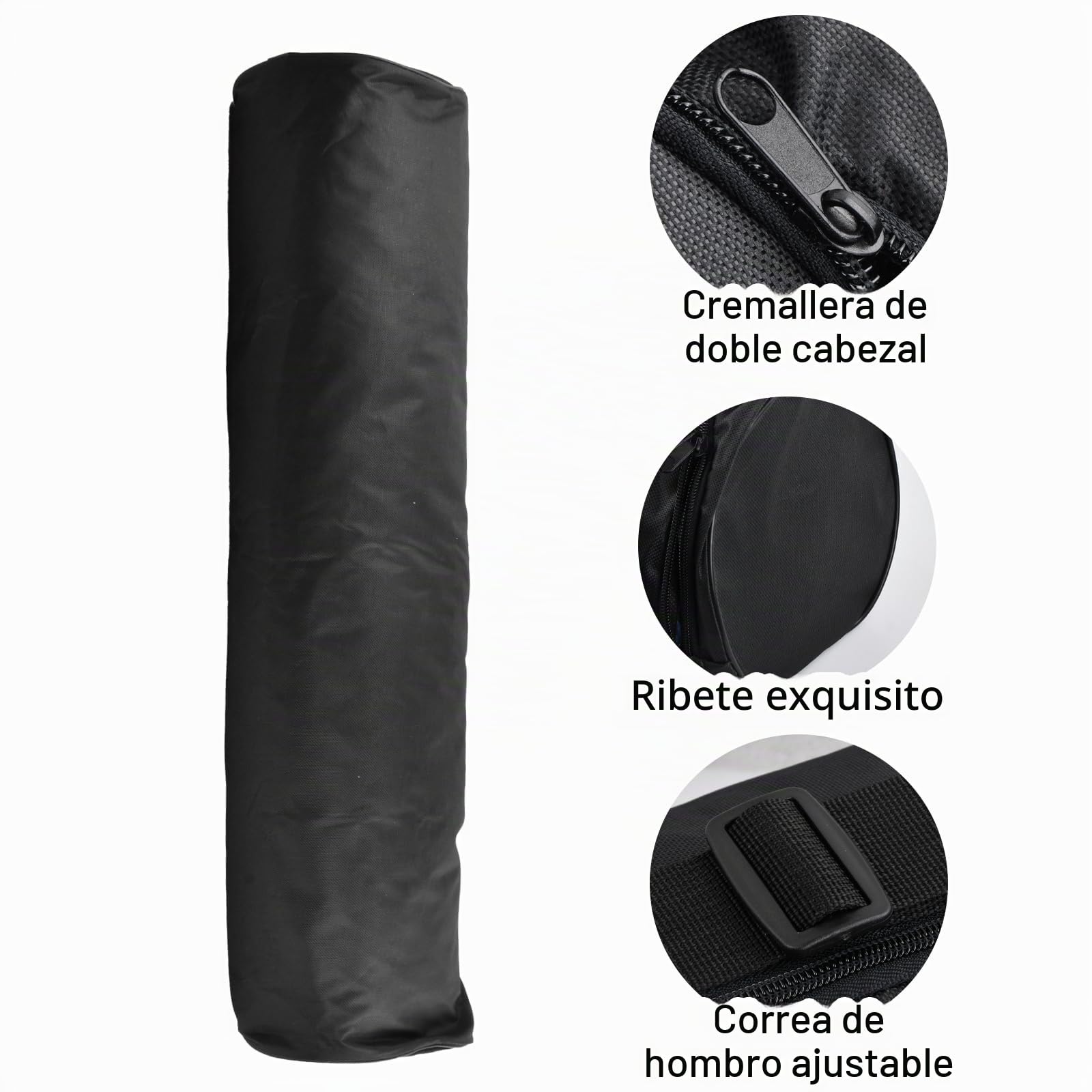 Funda Esterilla Yoga, Bolsa de Transporte para Esterilla de Yoga con Cremallera Completa y Correa Ajustable, Bolsayoga para Fitnes Colchonetas, Negro