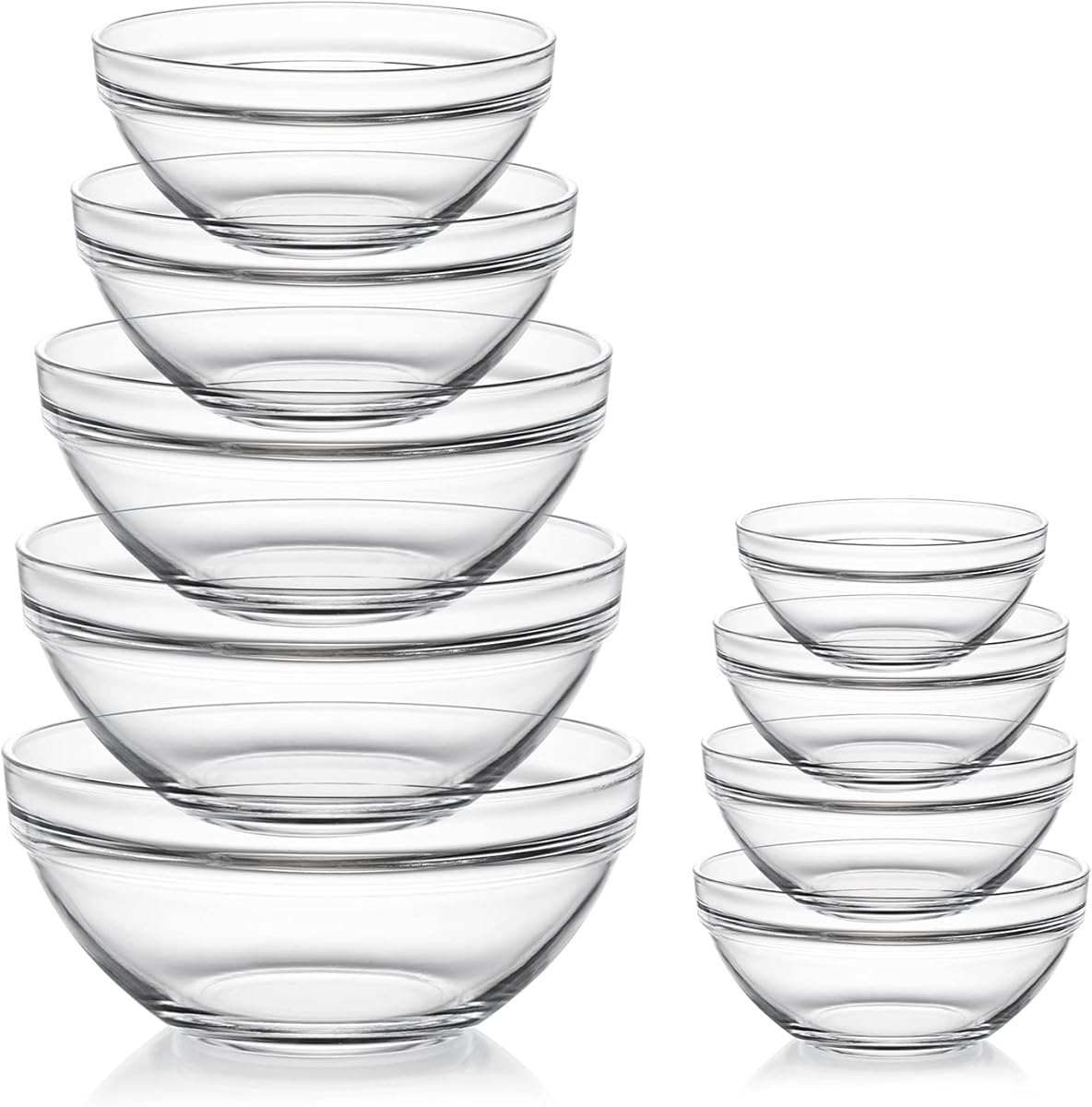 Sweejar Glass Mixing Bowls Set(set of 9),Nesting Bowls for Space Saving Storage,Great for Cooking,Baking,Prepping,Stackable Bowl Set…