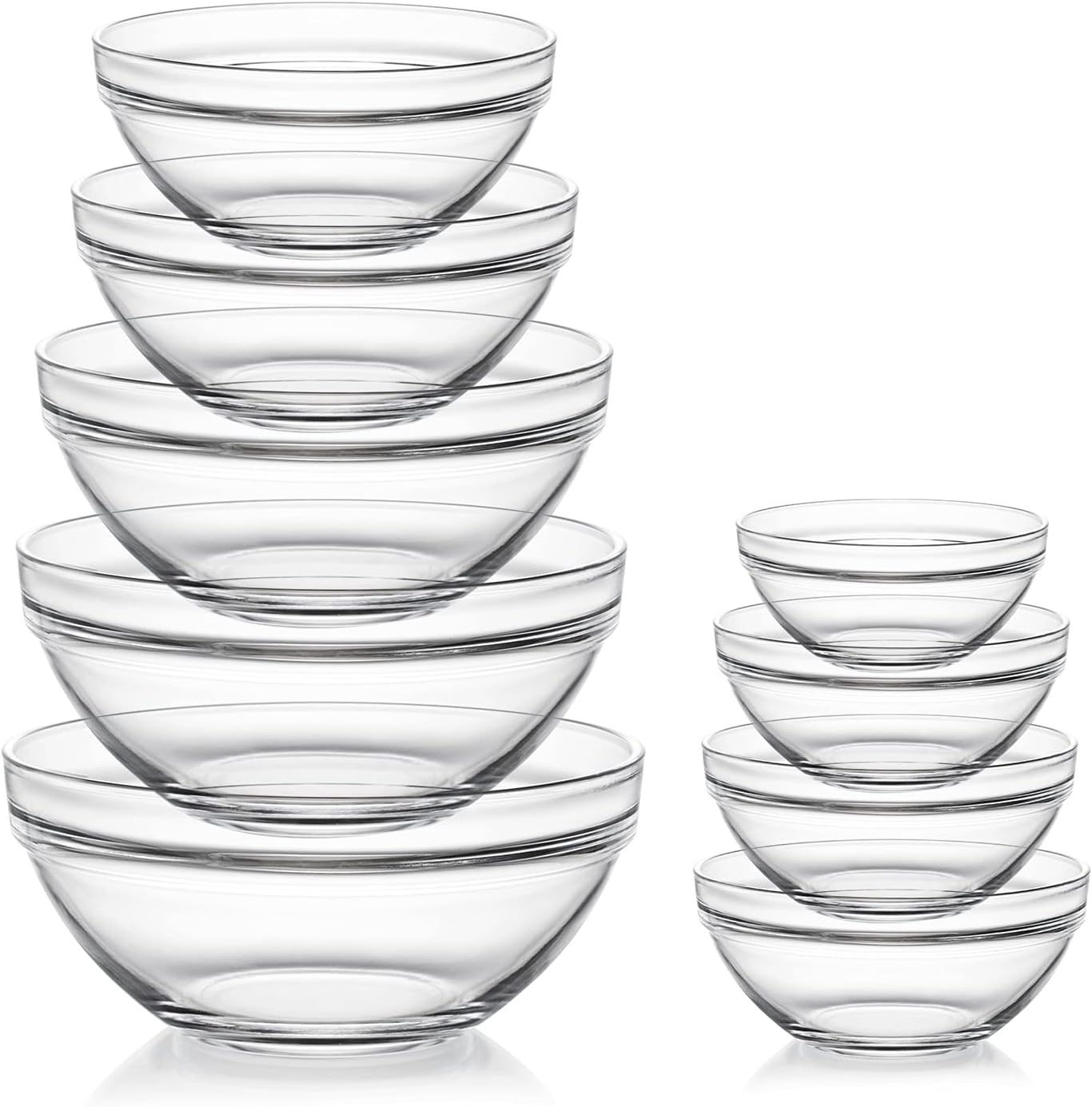Glass Mixing Bowls Set(set of 9),Nesting Bowls for Space Saving Storage,Great for Cooking,Baking,Prepping,Stackable Bowl Set…