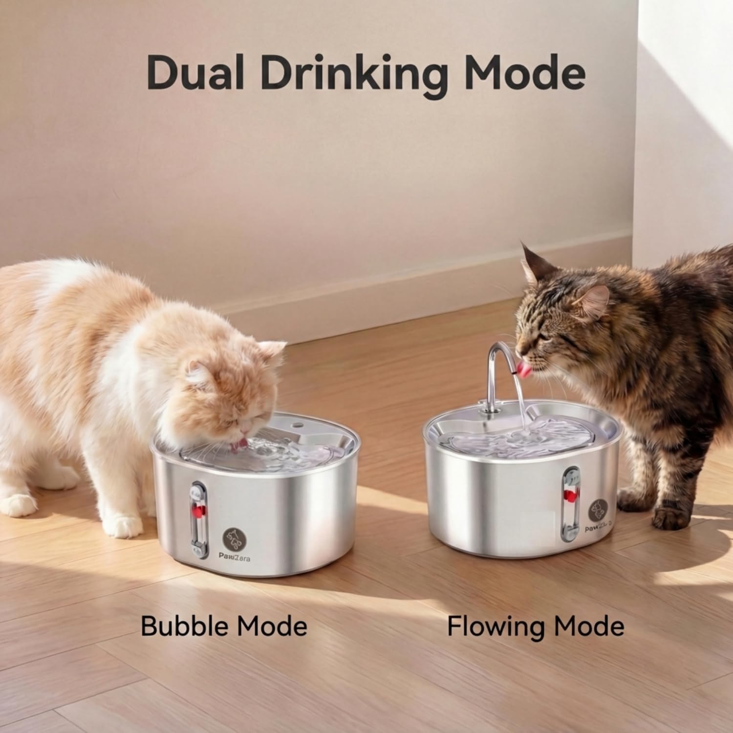 Abbeveratoio per gatti da 3,2 l/108 once, ultra silenzioso, con indicatore di livello dell'acqua, 4 filtri aggiuntivi e sensore di movimento.