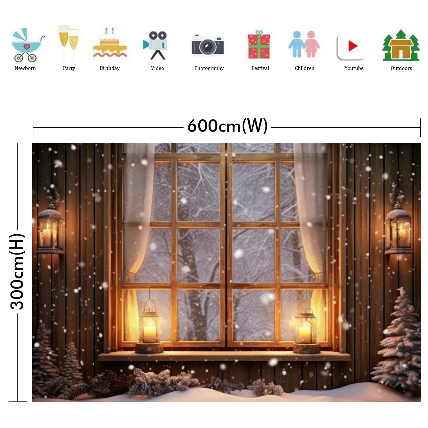 6 x 3 m zimowe okno naturalny śnieg krajobraz tło biały płatek śniegu zasłony vintage dekoracyjne ciepłe świece oświetlenie fotografia tło zima wewnątrz rodzina atmosfera dekoracja