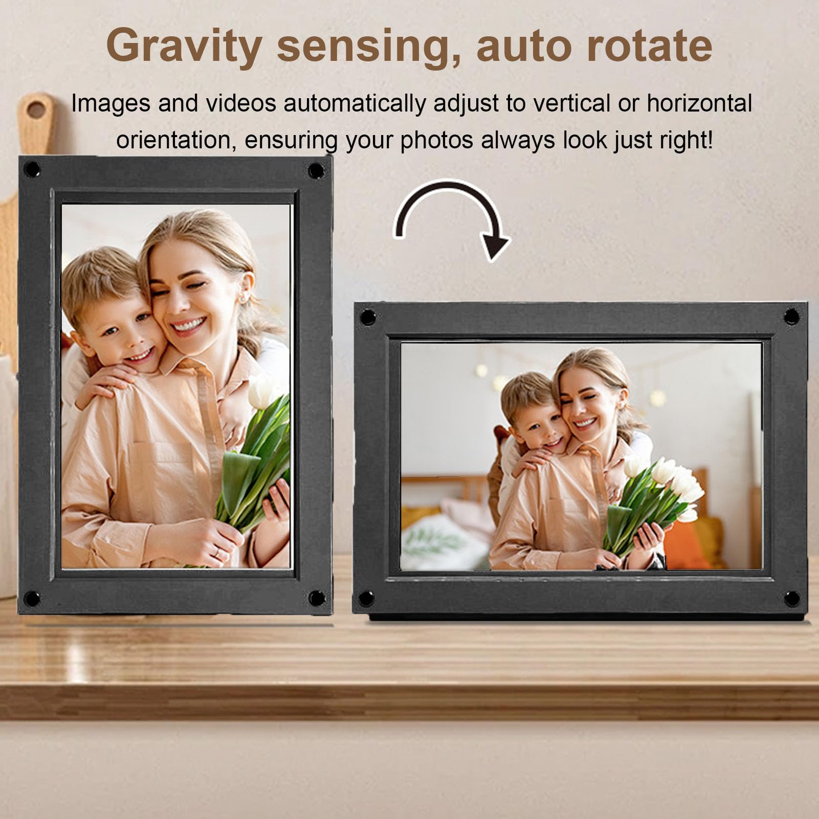 Qcwwy Cyfrowy Kalendarz HD o Przekątnej 10,1 Cala, Planer ścienny z Czujnikiem Grawitacyjnym Odtwarzanie Muzyki i Wideo Obsługuje Interaktywny Ekran Dotykowy o Rozdzielczości 1280x800 (BLACK)