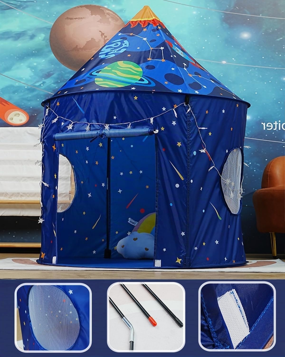 Tente de Jeu pour Enfants, Tente Wigwam Pop-up pour Enfants, pour garçons et Filles, intérieur et extérieur