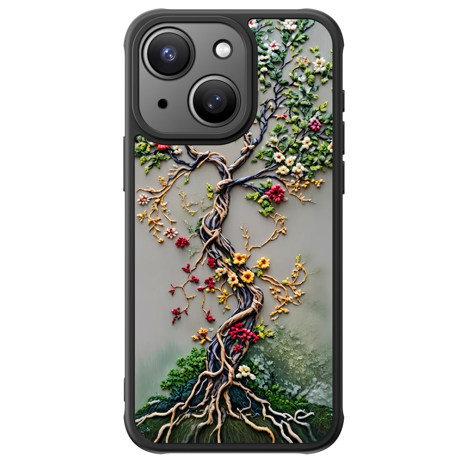 FUNMIKO Cute iPhone 15 Plus Phone Case Wireless Charging & Military-Grade Protection - Trendy Wildflower Design for Women Girls, Matte Cover with