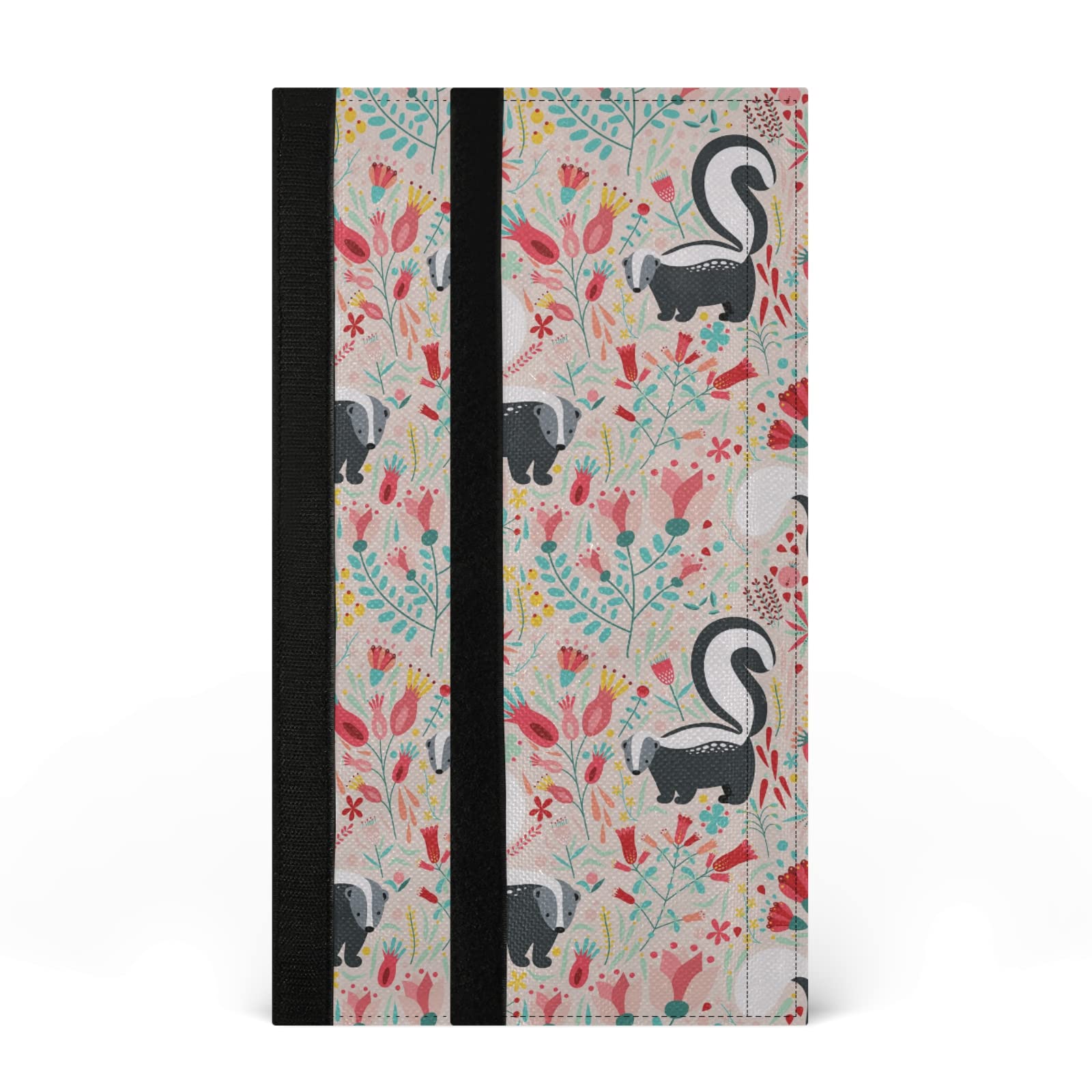 Black White Skunks Red Floral Flowers Refrigerator Door Handle Cover Kitchen Appliance Decor Handle Anti-Skid Protector Fridge, Oven Keep Off Fingerprints Food Stains