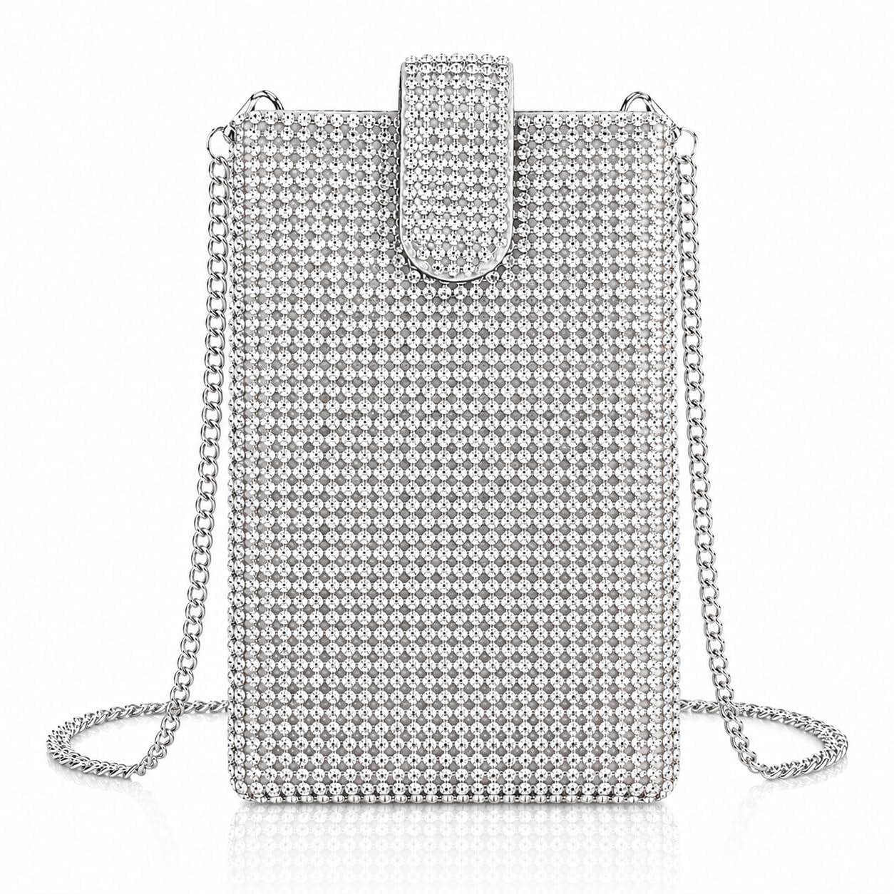 ZARI RHINESTONE MINI BAG Women's Rhinestone Phone Sling Bag with Detachable Chain Strap | Crystal Mini Crossbody Purse for Mobile, Party, Wedding, Reception & Evening Occasions-picture-51