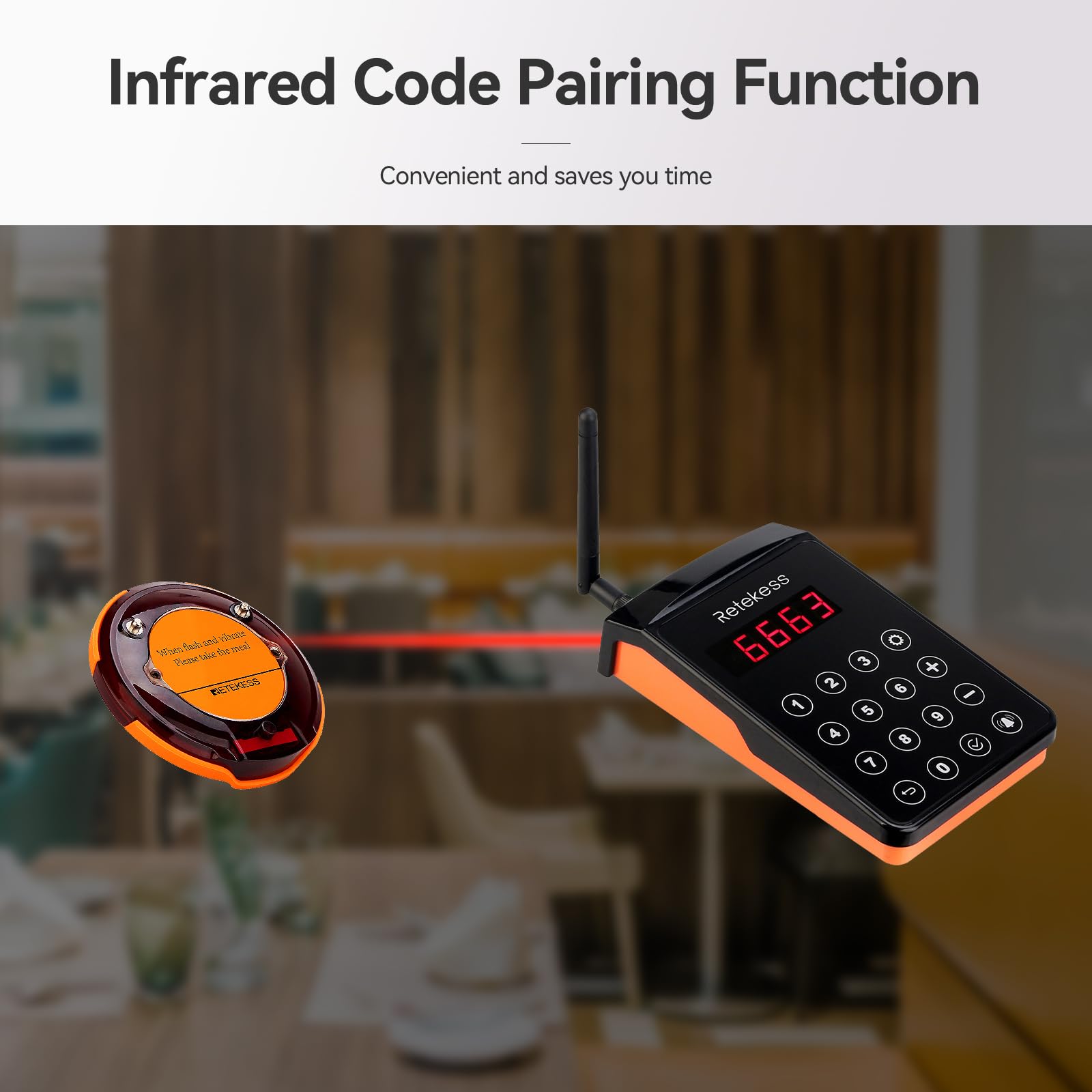 Retekess TD156 Cercapersone Ristorante, Pager Ristorante, FSK 800M, 500 mAh 48H, Impermeabile IP66, Gomma a Prova di Caduta, Cercapersone Wireless per Logistica, Hotel, Bar (10 Cercapersone)