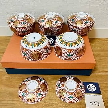 たち吉　花唐草　朱巻　金彩　蓋付き丼ぶり揃　5客セット　雑煮碗　煮物碗　どんぶり たち吉 - たち吉 花唐草 朱巻 金彩 蓋付き丼ぶり揃 5客セット