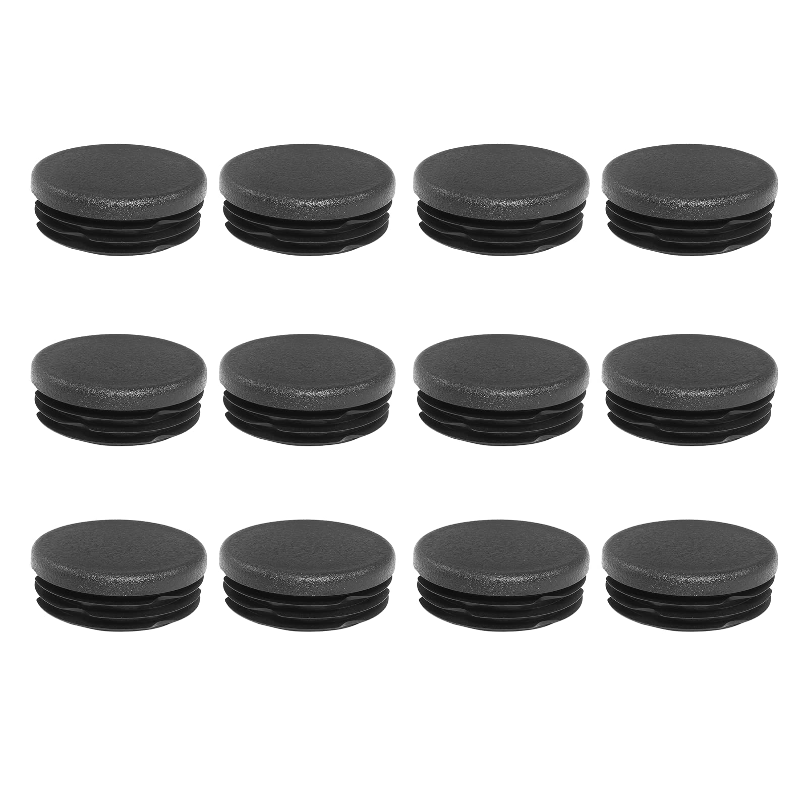 Litoexpe 12 Pieces 1-3/4 Inch Round Plastic Plug, Tubing Post End Caps Black Furniture Feet Inserts for Glide Protection for Table Chairs and Furnitures, 45mm