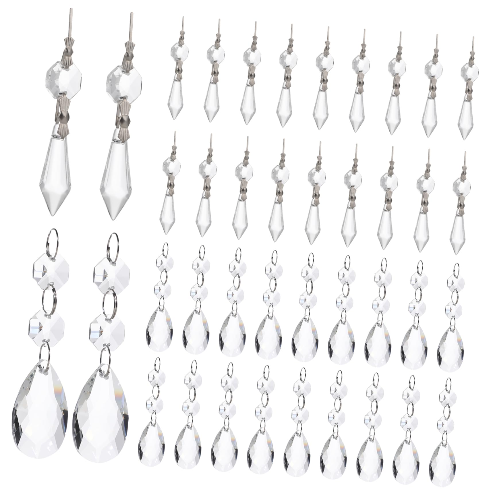 Pendentifs en Cristal Ornement De Lustre Unique Suspendu | Lot de 48 Pièces