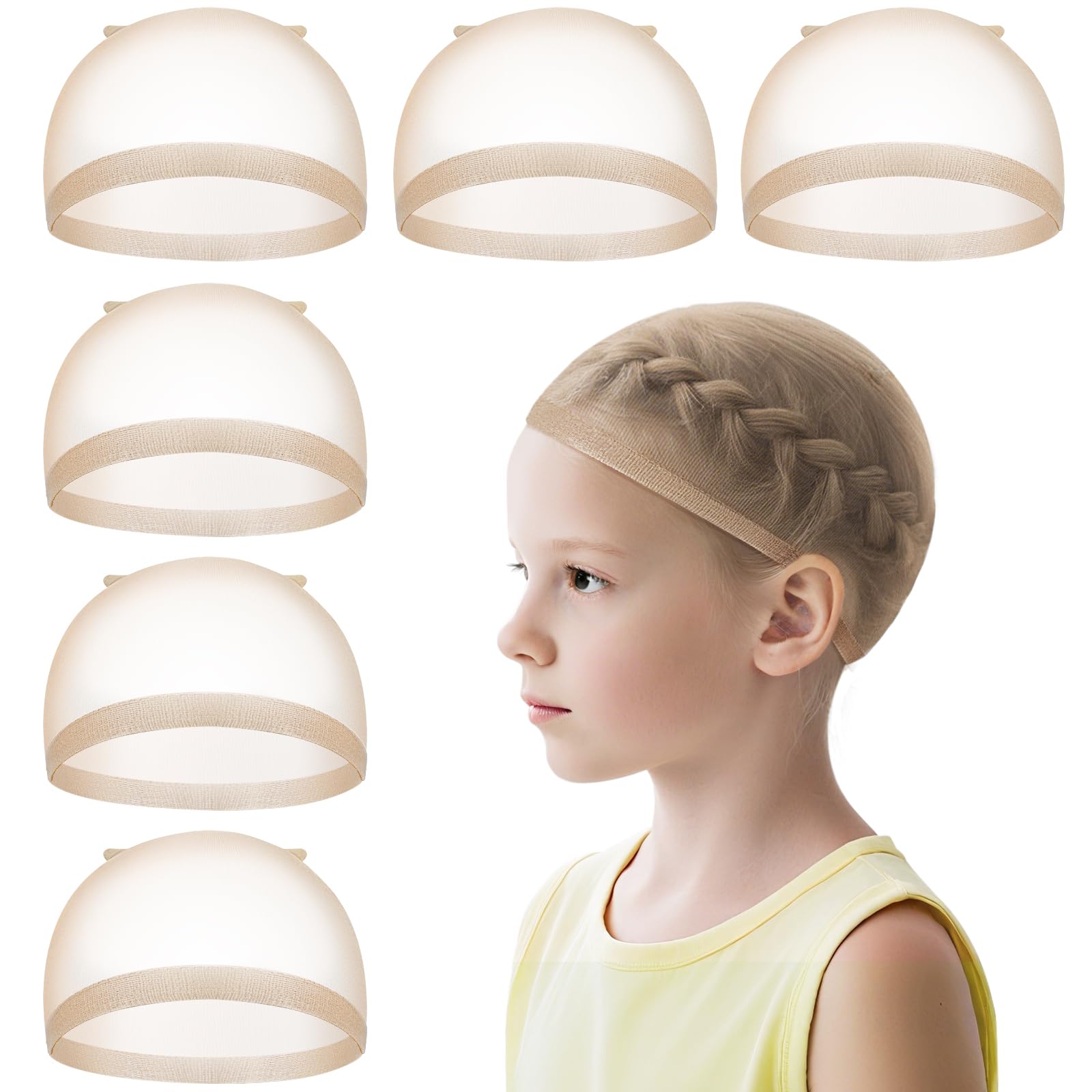 MORGLES Wig Caps for Kids, 6 Pcs Stretchy HD Nylon Halloween Cosplay