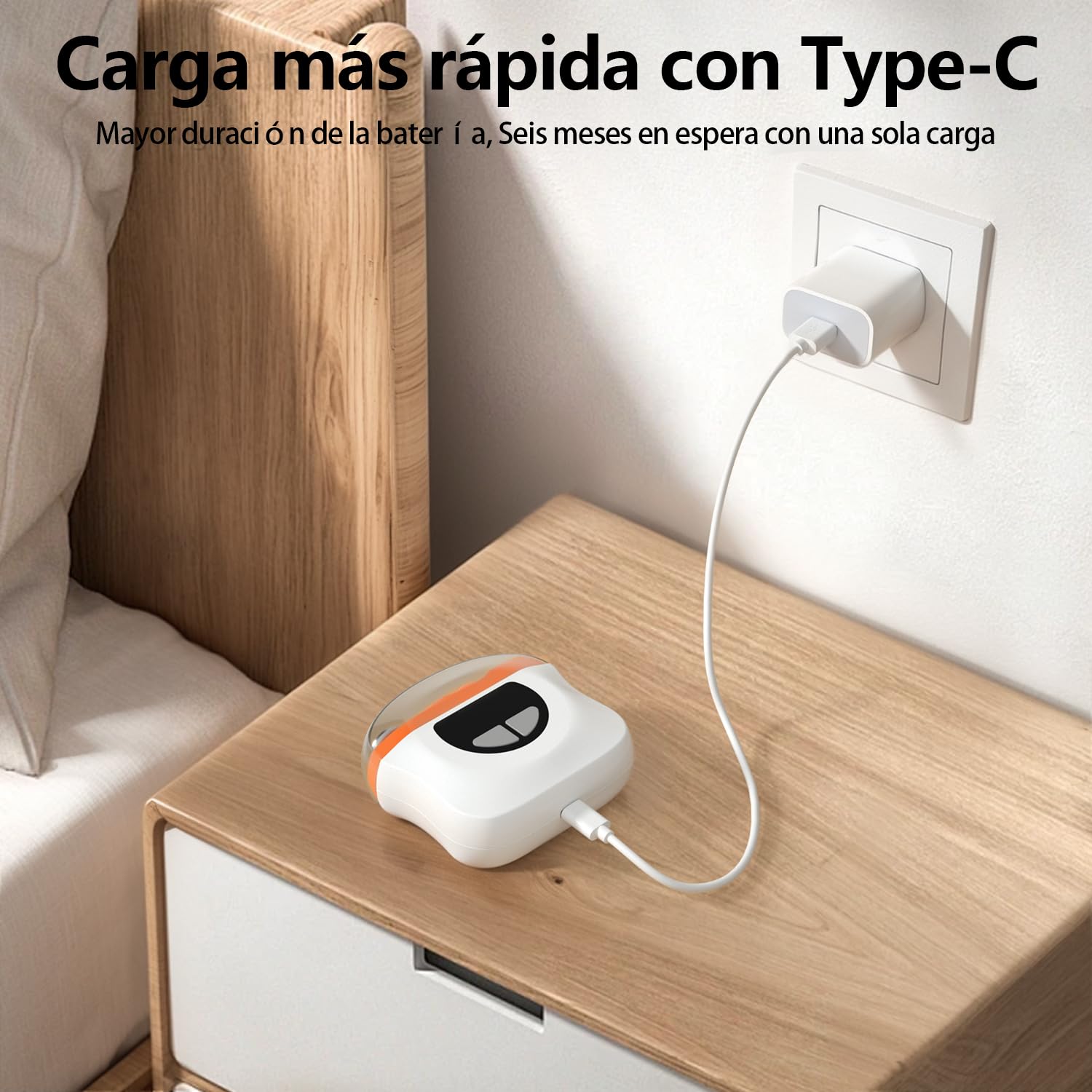 Cortauñas Electrico, 2026 nuevo 3 en 1 Cortaúñas Automático y Pulidor, 3 velocidades Cortauñas Eléctrica Ajustable Automático con Luz LED y Recargable por USB, para bebés, adultos y ancianos - Naranja