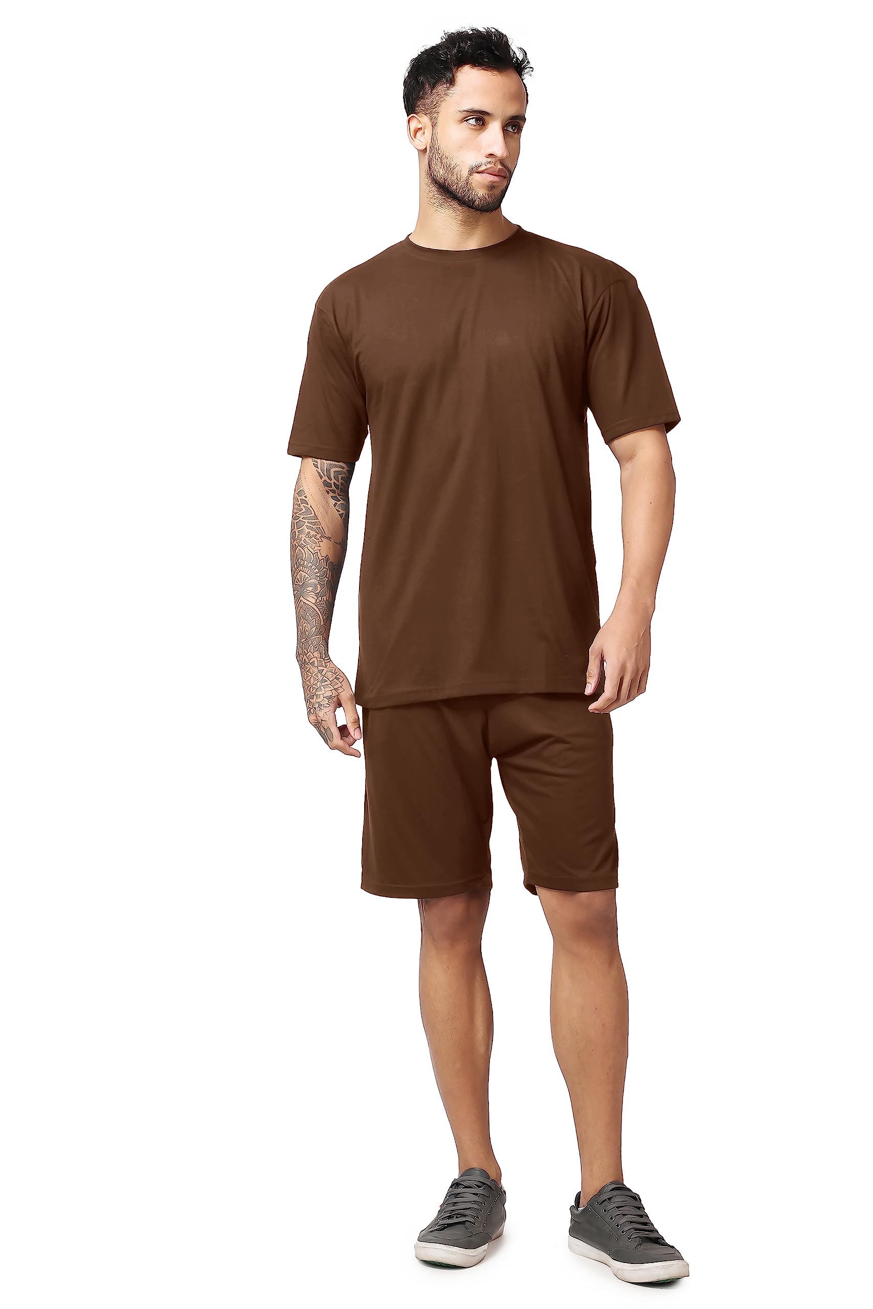 notwild Men's Cotton Loose fit Oversize t-Shirt with Matching Shorts Combo Set Shorts Night Suit Cord Set - Stylish Comfort for Nightwear-picture-14