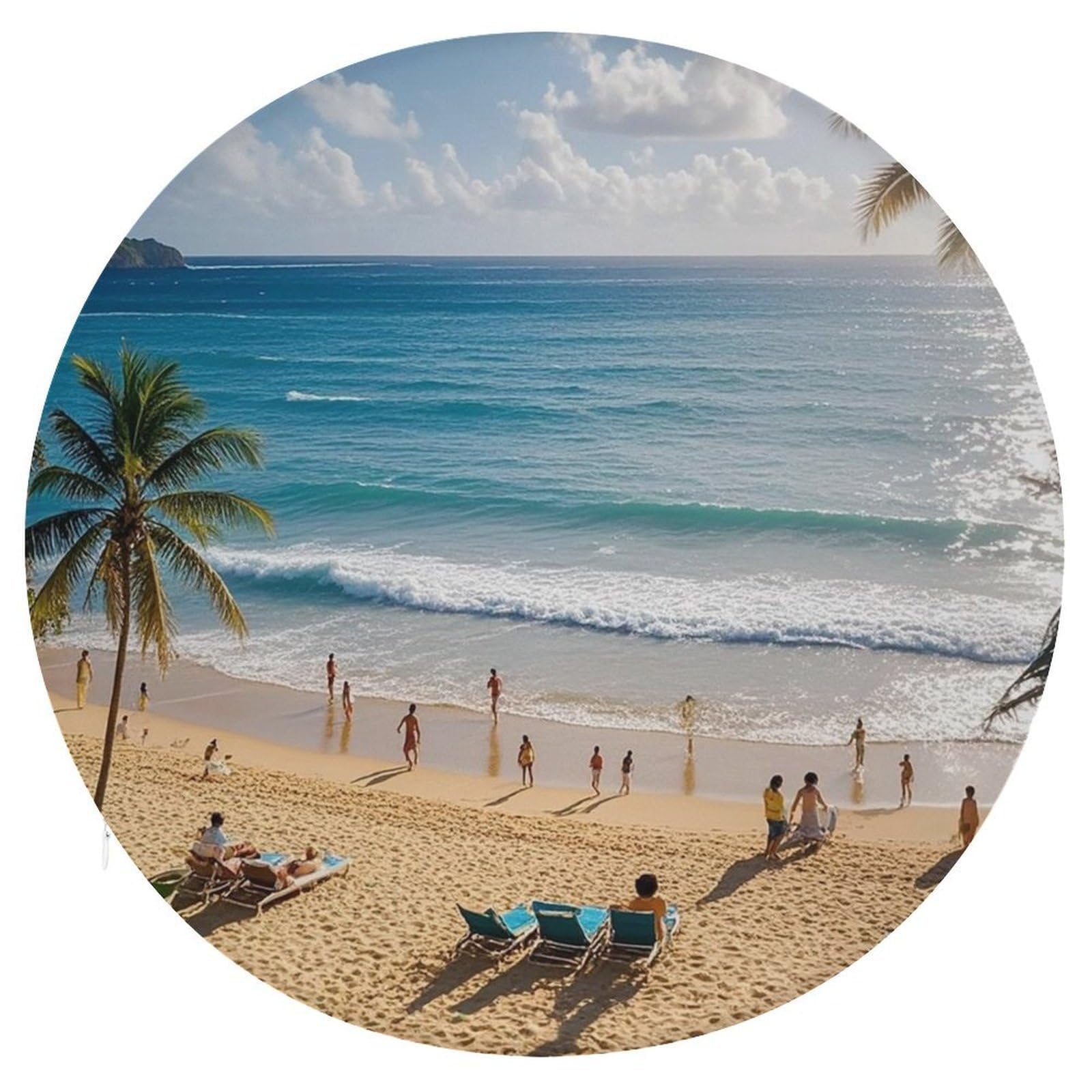 FekiLoot Summer Hawaiian Seat Cushion Comfort Memory Foam Seat Cushion Chair Pad Soft Round Stool Cushion Chair Cushion Removable Washable Cover for Home Office Outdoor Bistro 15.35 Inch