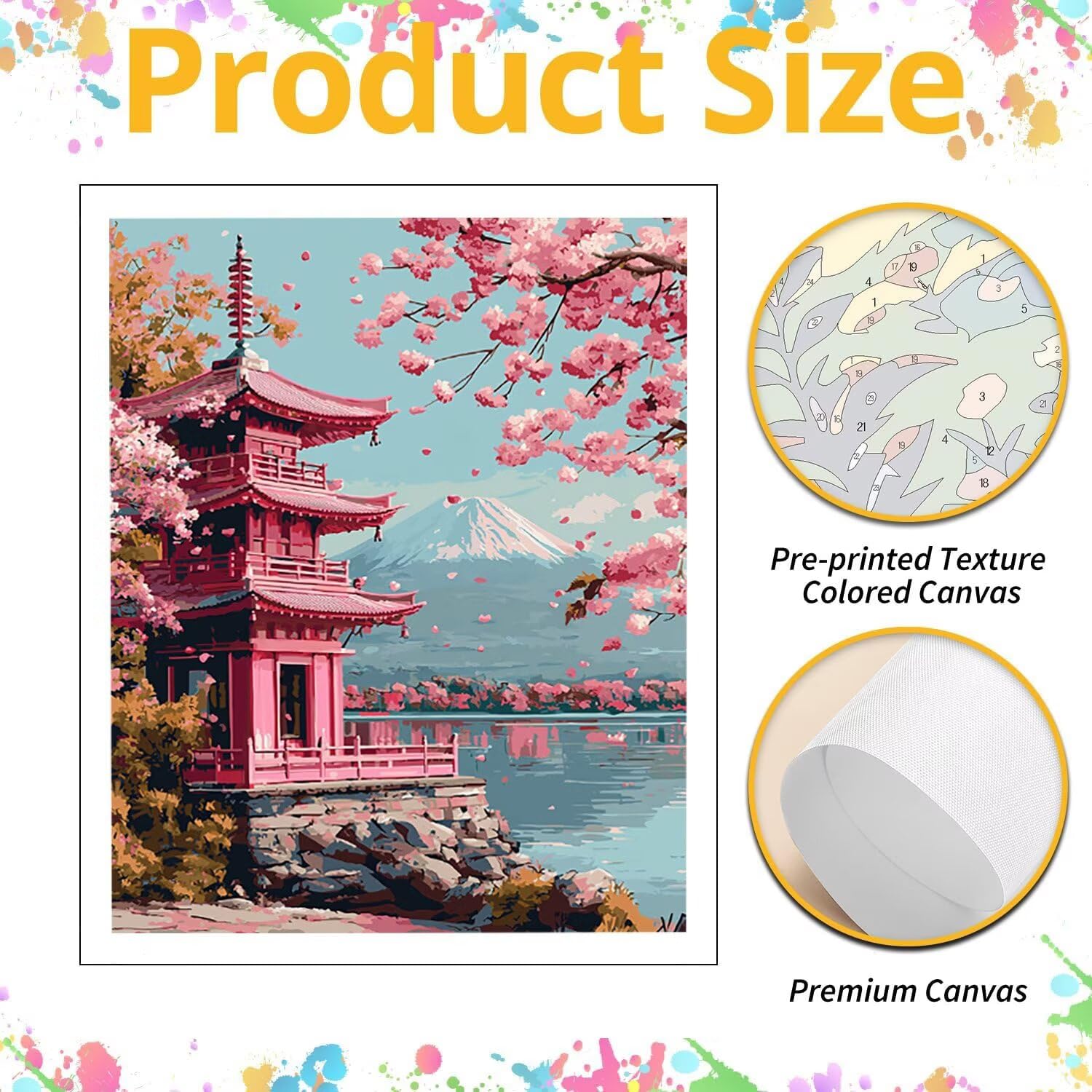 Sottotetto del Monte Fuji Dipingere con i Numeri per Adulti, 70x90cm a-270 | Paint by Numbers Kit con Pennelli e Acrilico Pigmento, Fai da te Olio La Pittura di Numeri Kit, Decora la Casa, senza Cornice