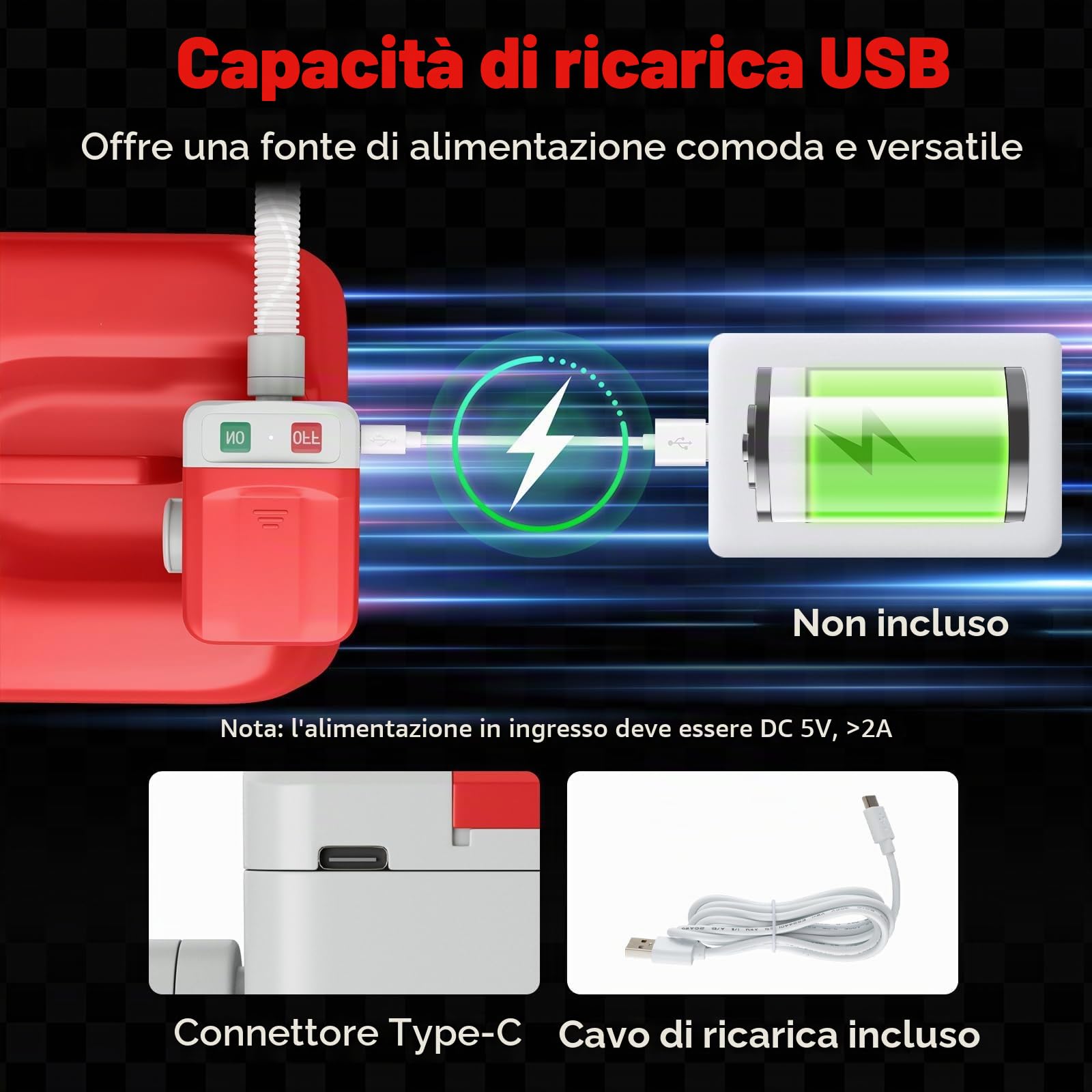 FANTASK Pompa elettrica di trasferimento del carburante con sensore di arresto automatico, 3,2 GPM pompa benzina/diesel/olio con tubo e 3 adattatori, rosso e bianco