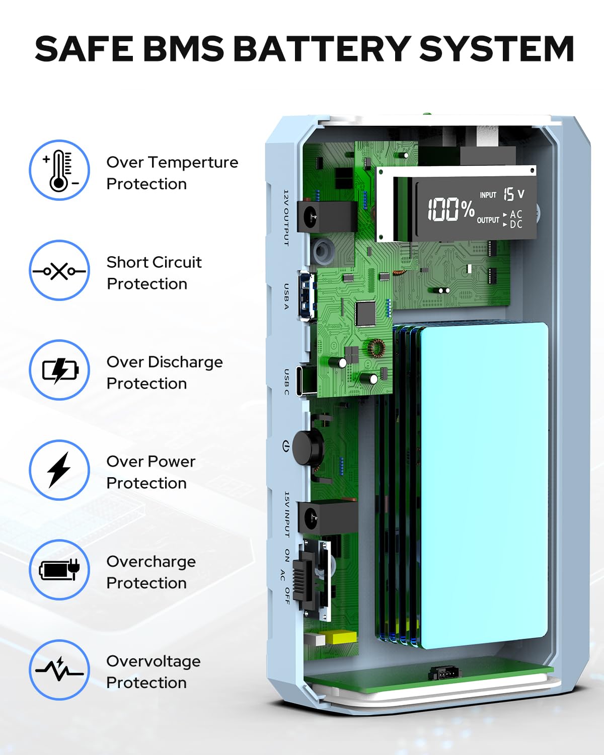 Batería portátil con toma de corriente alterna, cargador portátil de 88 Wh con toma de corriente, QC 3.0, 1 USB/1 USB-C, linterna LED, fuente de alimentación portátil para viajes y hogar