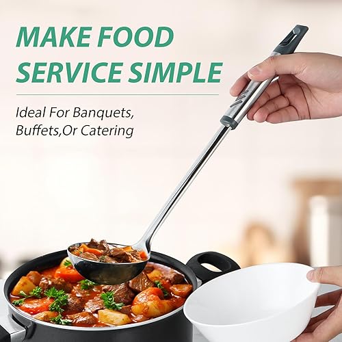 Miniatura 10 de Lebabo Cucharón para salsa, cucharones pequeños de 1 onza para servir salsa, cucharón de salsa de acero inoxidable con boquilla de vertido, cuchara