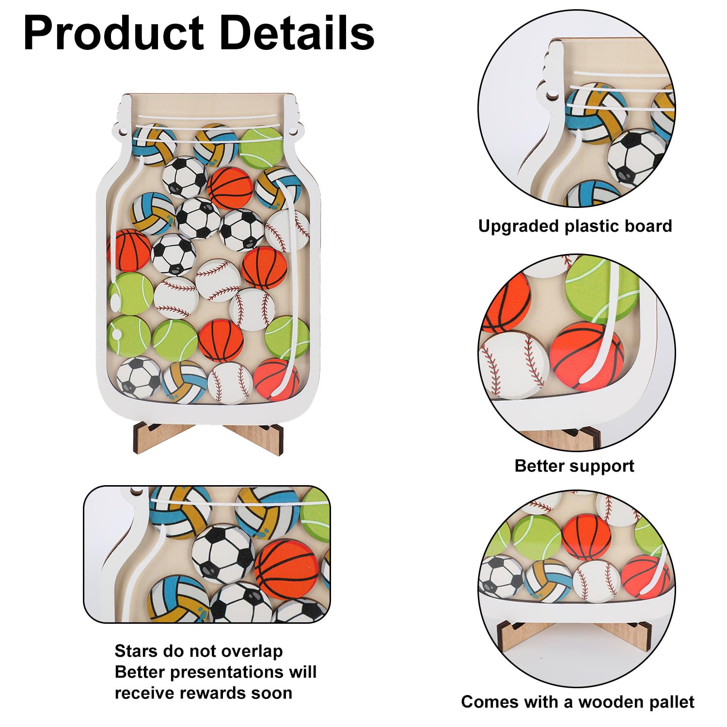 Magnetic Reward Jar for Kids Sport Ball Design Reward Jar Classroom Incentive System Good Behavior & Potty Training Behavior Chart Tool for Boys & Girls - Image 4