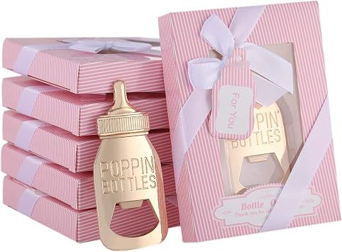 24pcs Poppin Bottle Bottle Opener Baby Shower Favors Gift for Girl with Exquisite Packaging Box,Baby Shower Souvenirs For Guests Girl Baby Shower Party Decor Supplies by WeddParty Pink A, 24