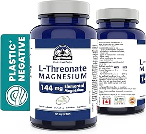 Proudly Canadian &amp; Plastic Negative - Magtein Magnesium L-Threonate 125 Vegan Capsules 41-Day Supply - Brain Health, Promote Healthy Sleep &amp; Relaxation - 3rd Party Tested - Formulated &amp; Made in Canada