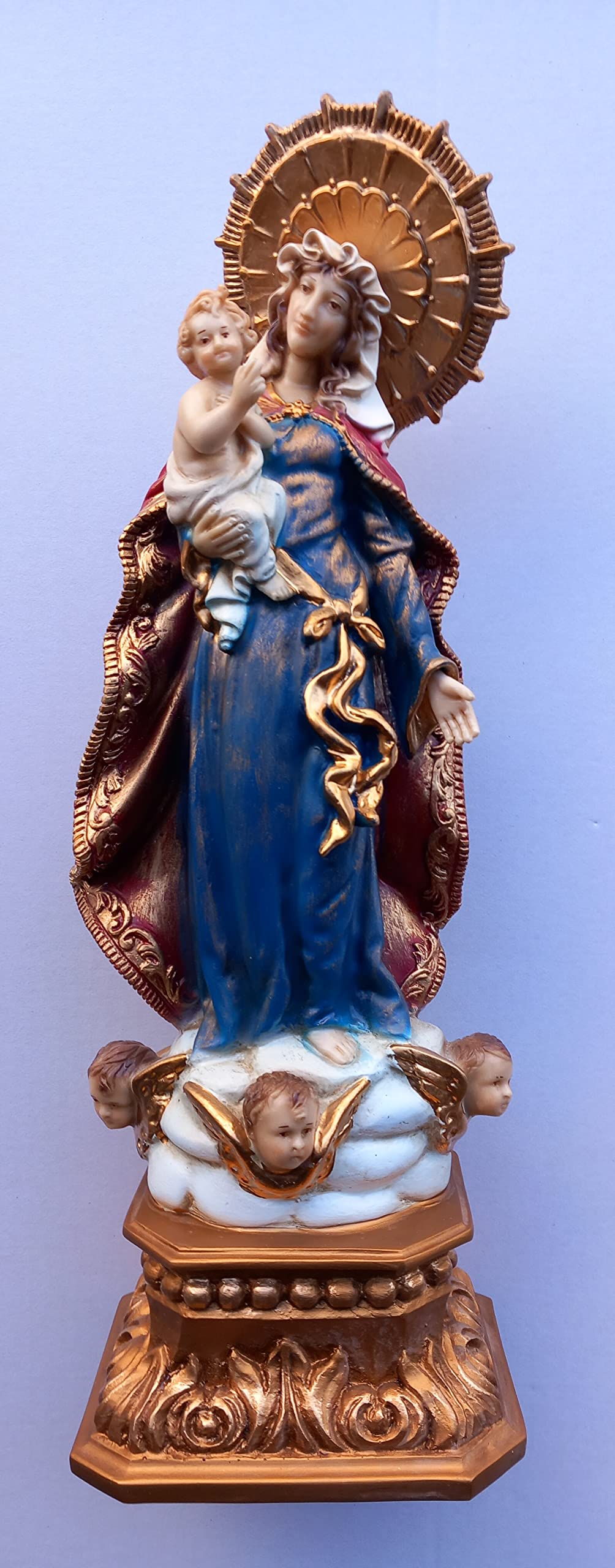 ArteSacraCaravaggio Statua della Madonna di Guadalupe con Bambino Gesù, edizione speciale, cm 47 (18,50 inches) in resina decorata a mano di produzione artigianale