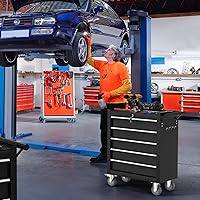 Vista 2 de Cofre de herramientas de 5 cajones, carrito de herramientas con ruedas, armario de herramientas de alta capacidad con sistema de bloqueo