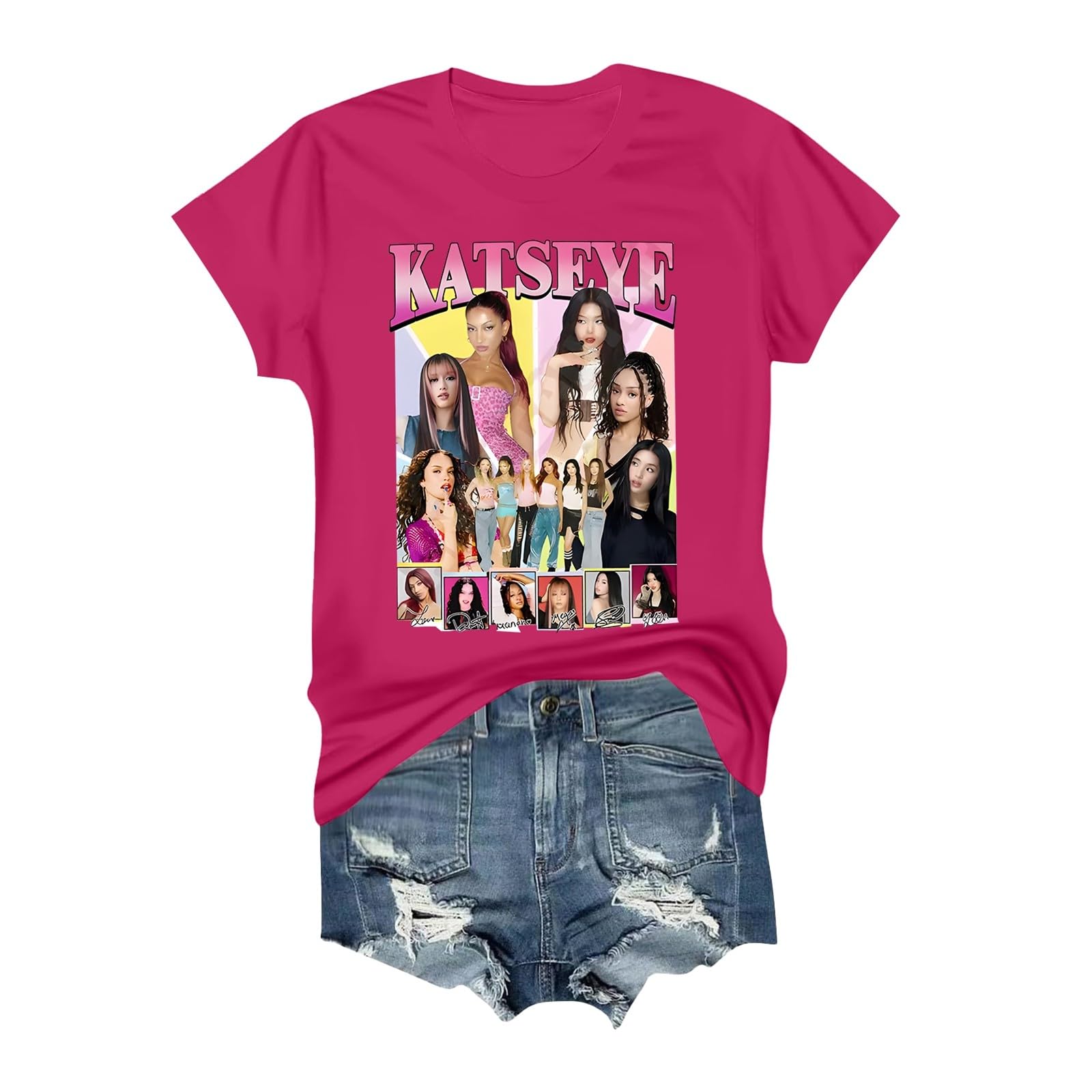 Katseye Merch T-Shirt Women's T-Shirt Cool Trendy T-Shirt Hip Pop Oversize Tops Novelty Crew Neck Comfortable Soft Short Sleeve Shirts Top Casual Crew Neck Tee Short Sleeve Fashion Multicoloured