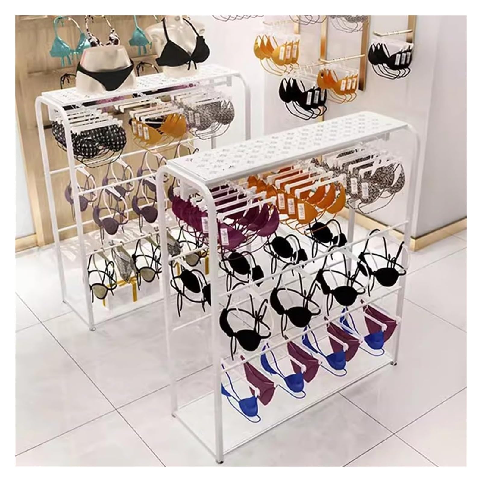 Appendiabiti Multistrato autoportante, Ideale per Reggiseni, Biancheria Intima, Calze e Accessori. Scaffale espositivo Perfetto per Negozi di Abbigliamento e soluzioni di stoccaggi