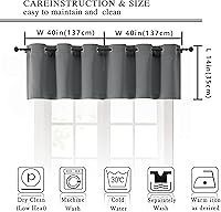 Vista 258 de Simplebrand Juego de 2 paneles de cenefa aguamarina para ventana de cocina de 14 pulgadas de largo, cortinas de oscurecimiento de habitación