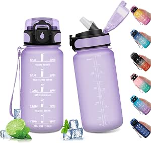 Borraccia Sportiva 2L Con Cannuccia E Marcatore Tempo &ndash; Per Palestra E Viaggi, Nera/blu