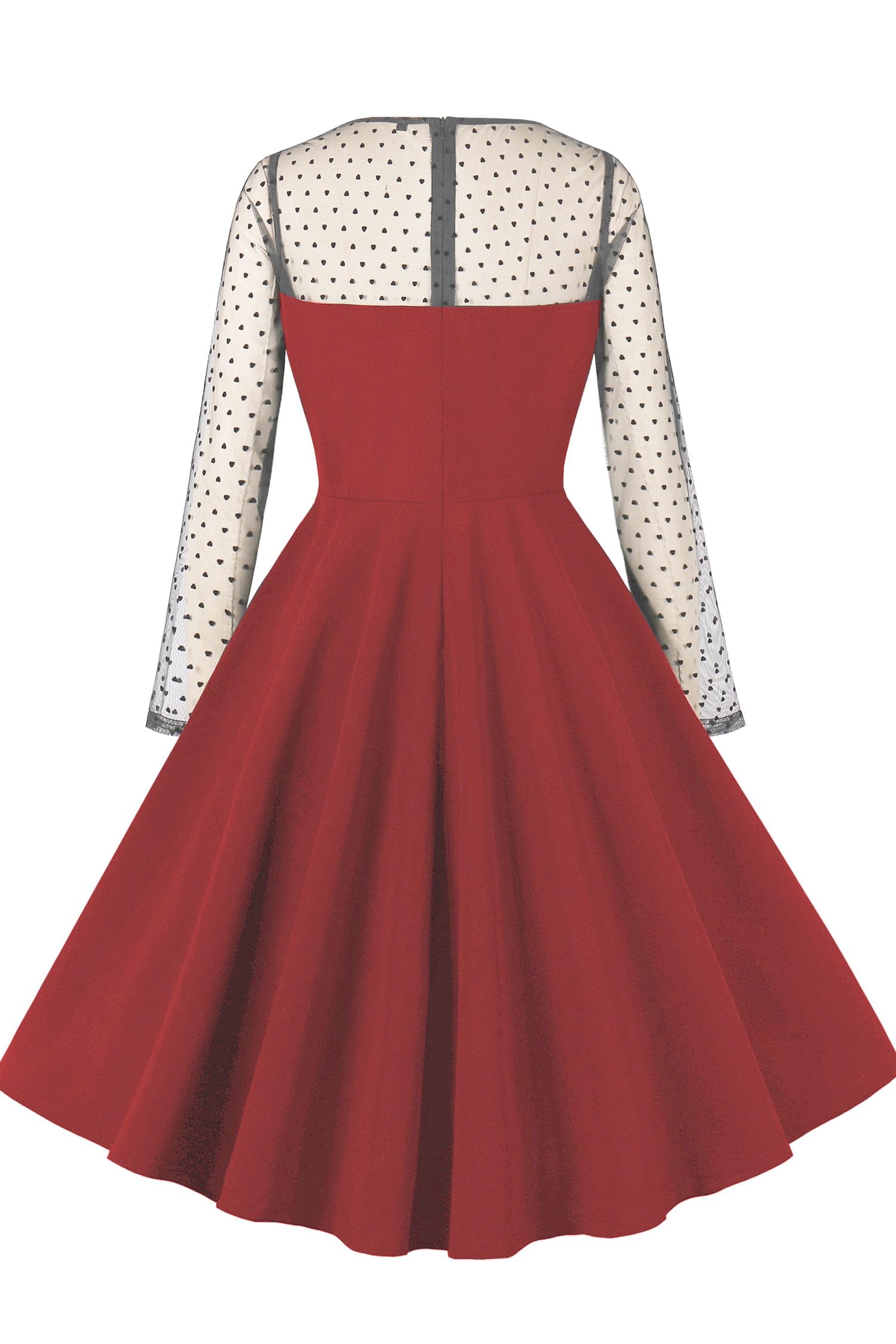AXOE Femme Robe Vintage Années 50 en Tulle à Cœurs Robe A-Line Respirante en Tissu Anti-Froissures pour Occasions Décontractées ou Élégantes