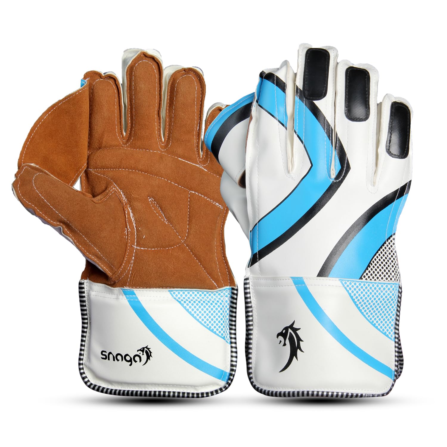 Snaga Leather Cricket Wicket Keeping Gloves Suitable for Professional Players (Blue)-image-18