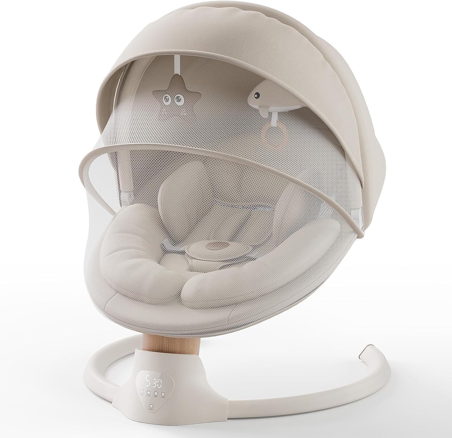 Baby Swings for Infants, FasonBaby Electric Baby Swing with 10 Preset Melodies, 5 Speeds, Remote Control and Bluetooth - Portable Infant Swing for Indoor and Outdoor(Beige)