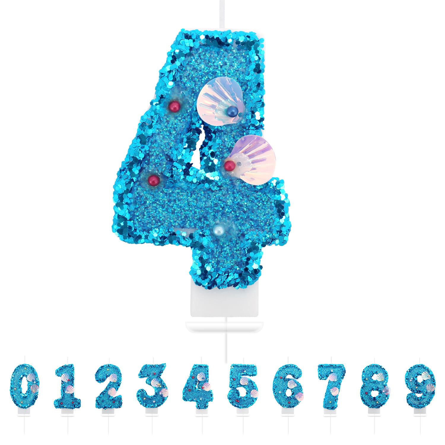Number 4 Candle,Blue Mermaid Birthday Candles 4 for Girl,Cake Topper Number Candles Birthday Decoration for Girls Birthday Party