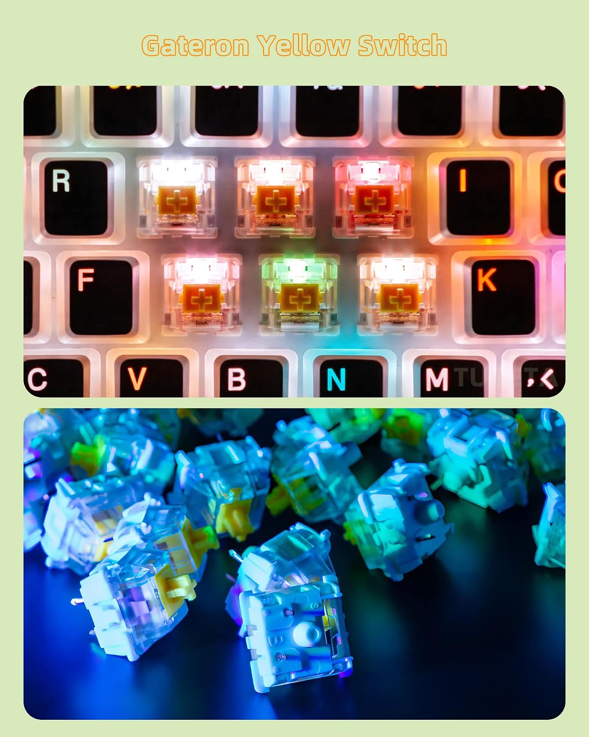 Gateron G Pro Yellow Switches Pre Lubed Switches for Mechanical Keyboard Silent Linear 3Pin Keyboard switches (Yellow 105PCS)
