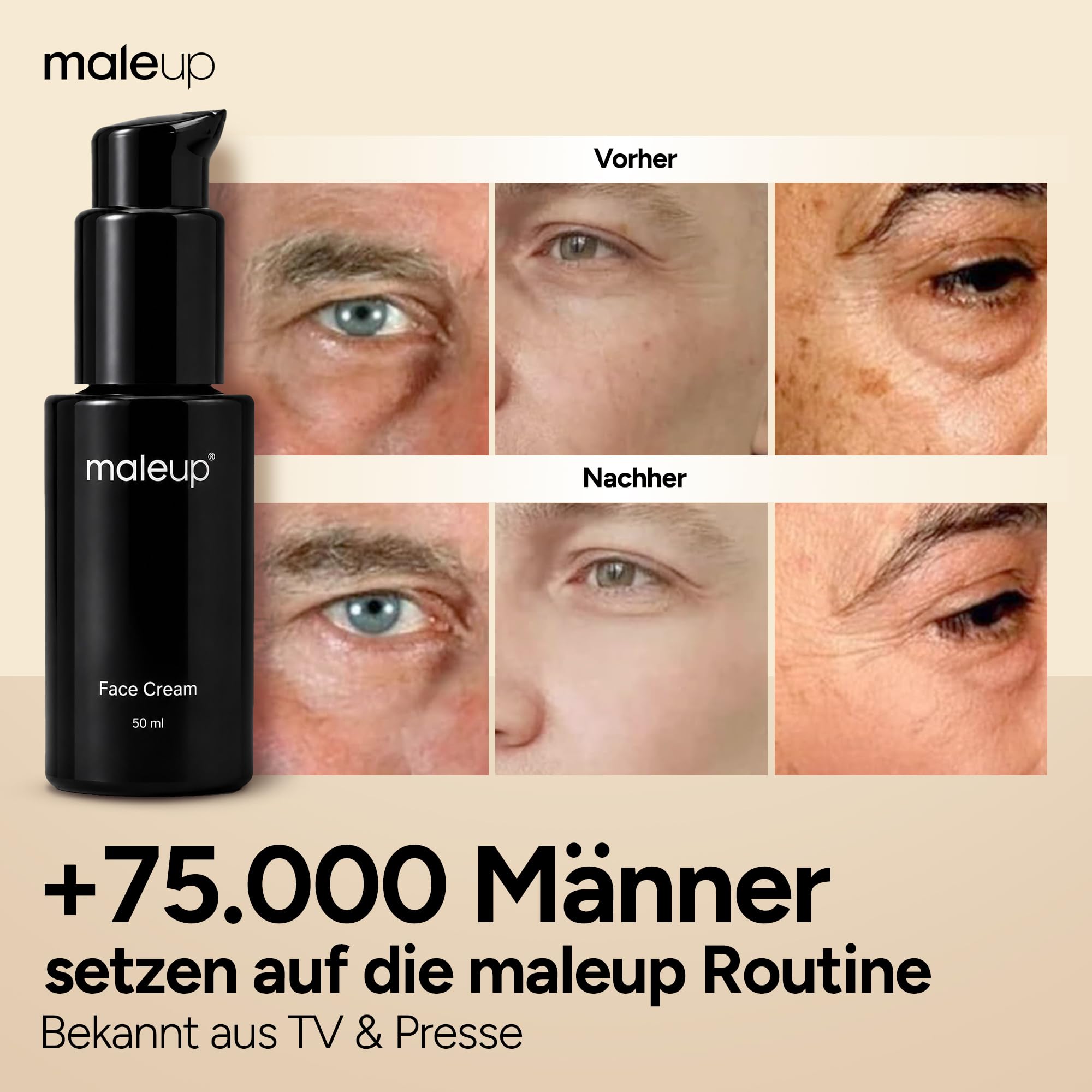 Face Cream – Anti Aging Creme Männer mit Hyaluron & NovoRetin I MADE IN GERMANY I Gesichtscreme Männer mit Sofort-Effekt