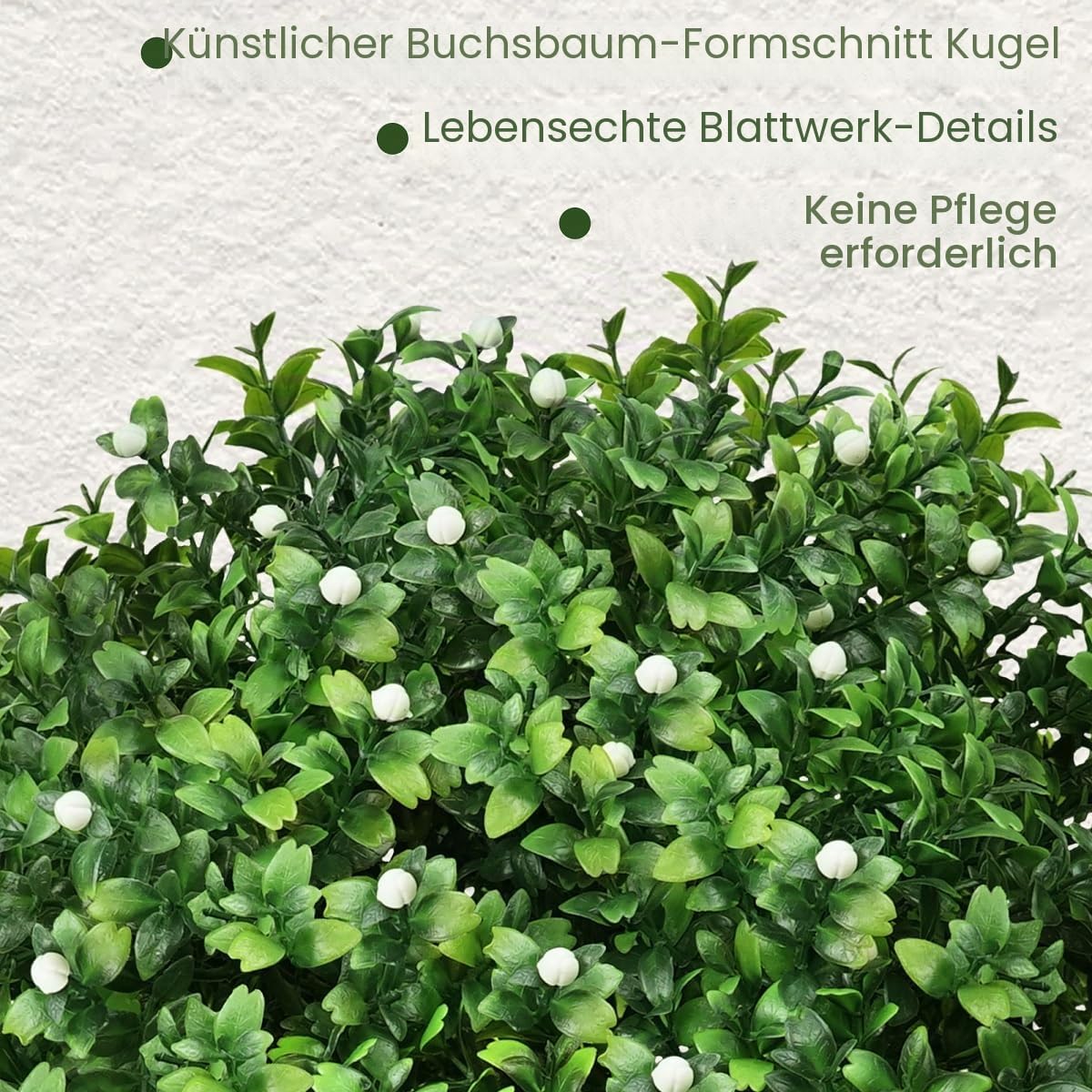 Buchsbaum Künstlich, Kunstblumen Außenbereich Künstliche Pflanzen Wie Echt Fake Flowers Plastic Plants künstliche Pflanzen Plastik für Wohnzimmer Schlafzimmer Büro Garten Deko (Blütenknospen)