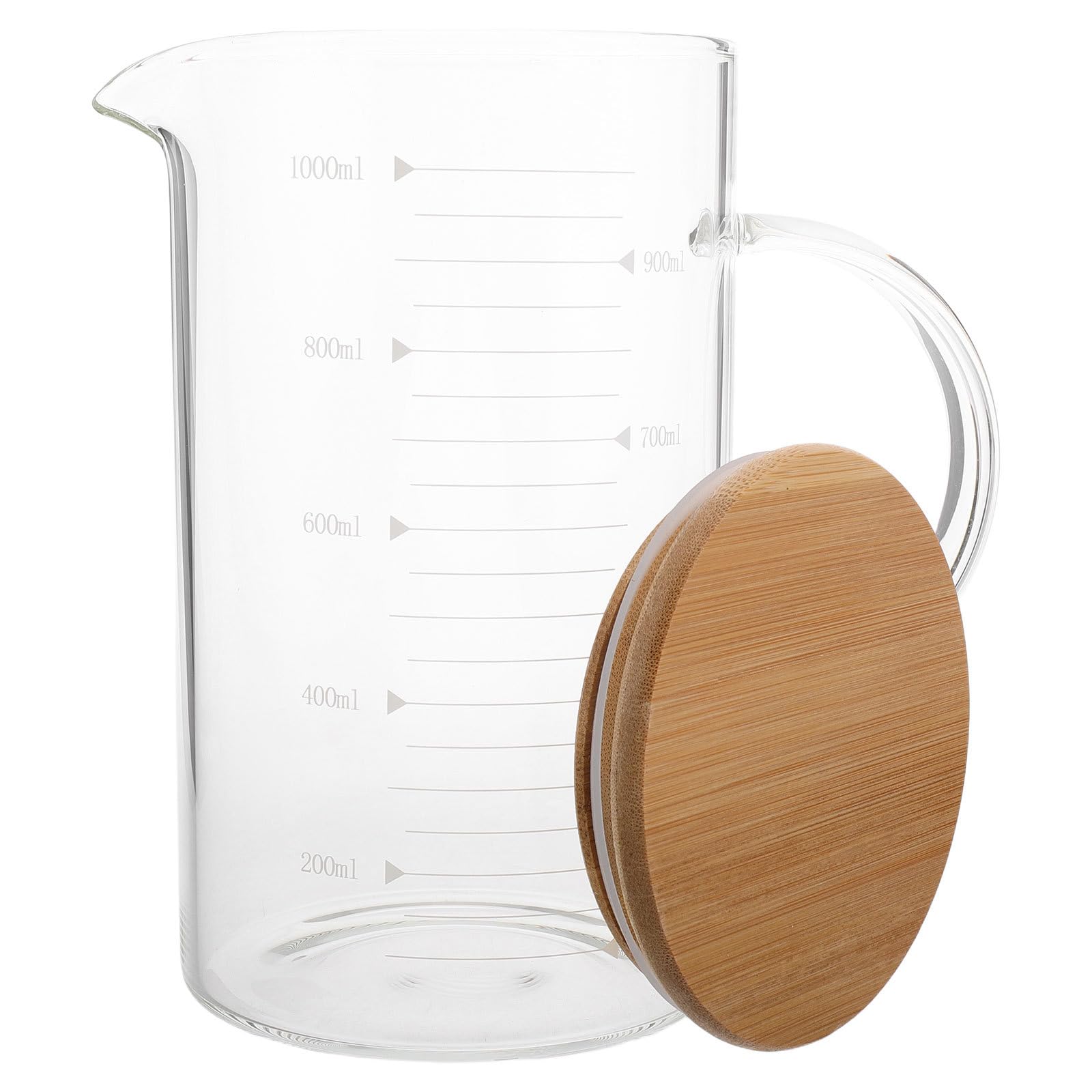 MAGICLULU Verre Doseur Outil de Mesure Cuisine Polyvalent en Verre avec Couvercle et Poignée 1000 Ml avec Design Élégant, Usage Quotidien