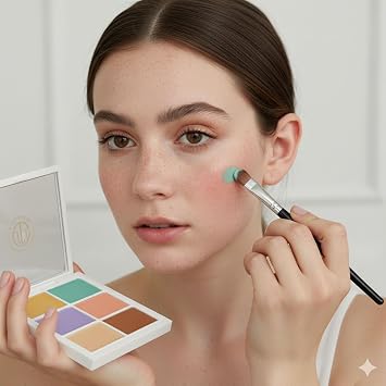 6 Colors Correcting Palette, Makeup Cream Contour Palette, Contouring Foundation Highlighting Concealer Palette for Conceals Dark Circles, Redness, Acne, Blemish