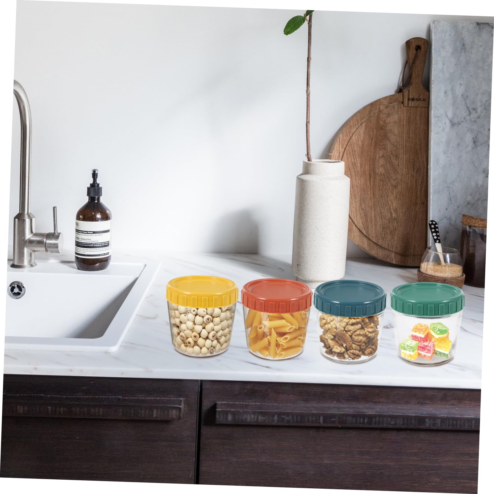 Cabilock 4piezas Frasco de Vidrio Sellado Recipientes de Vidrio Botes de Cocina para Almacenamiento de Azúcar y Té de Tarros Tapa Hermética para Cocina y Despensa