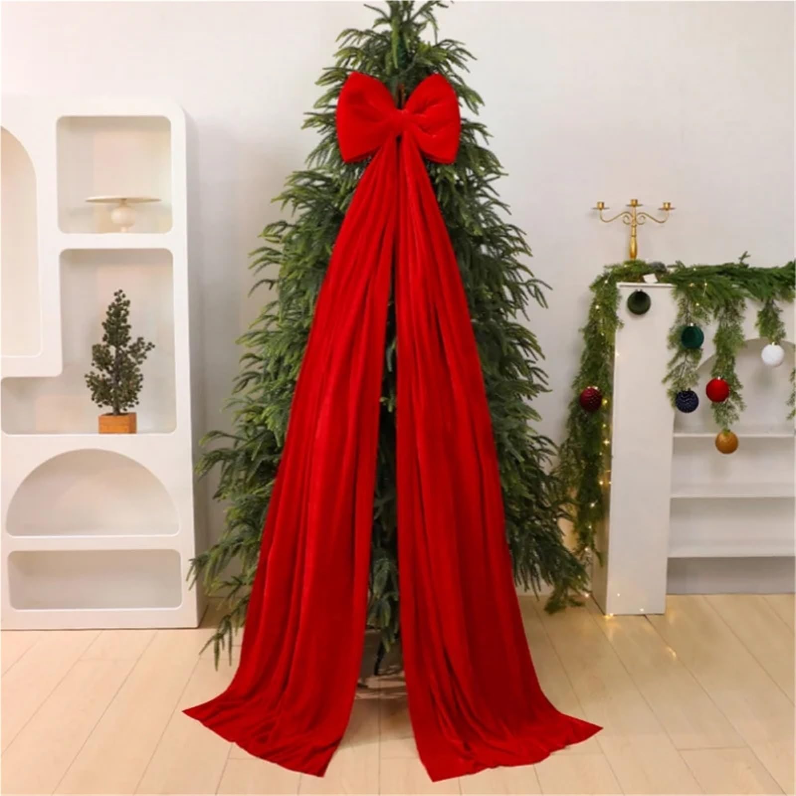 Schleifen Weihnachten Weihnachtsbaumspitze Schleife, rot, Lange Bänder, extra groß, Satin, Türanhänger, Dekoration, Party(Color 8)