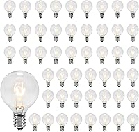 Vista 7 de Paquete de 25 bombillas G40 de repuesto de bombillas blancas esmeriladas, 1.5 pulgadas, globo G40 para exteriores, bombillas de 5 W con base