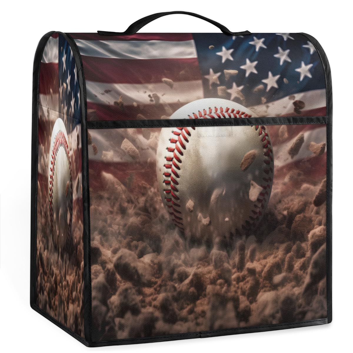 Coffee Maker Cover American Flag Baseball Printing Kitchen Appliance Covers Small Appliance Covers Blender Cover Juicer Cover Dust Covers for Kitchen Appliances with Top Handle and Pockets,C867